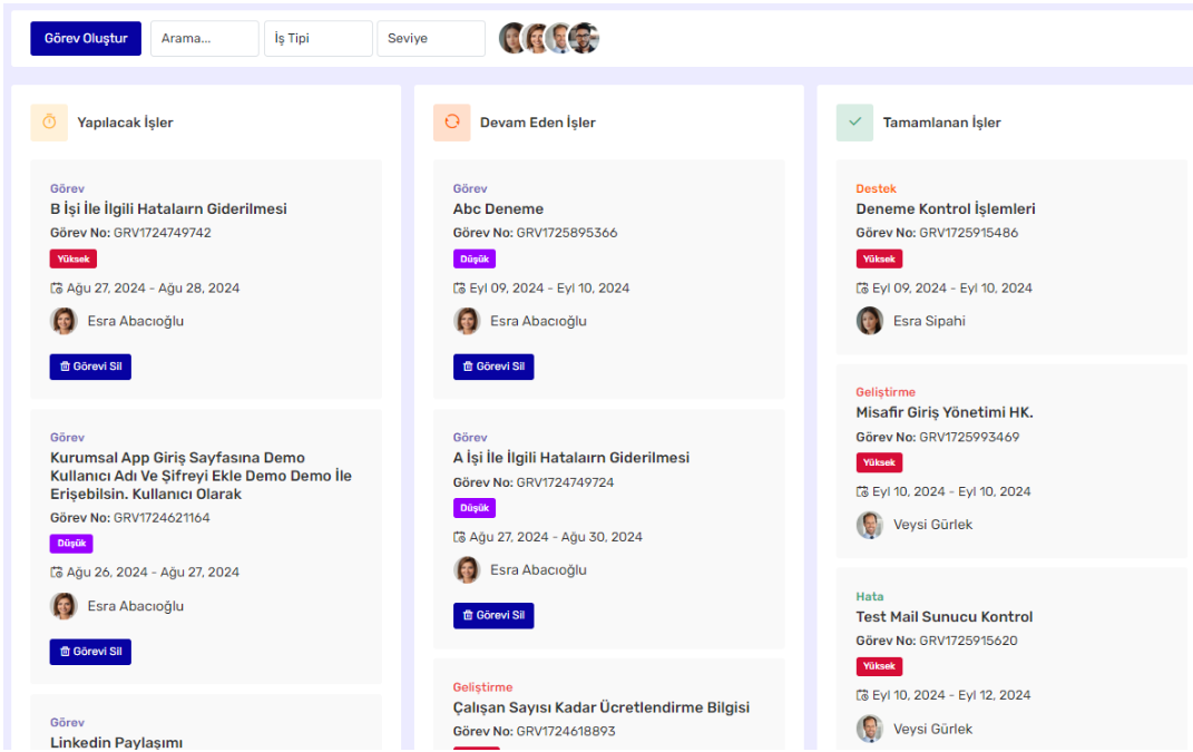 Flexit24 proje yönetimi ekranı
