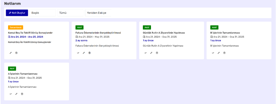Flexit24 Proje Görevlerim Yönetim Ekranı